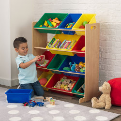 Стеллаж для хранения с 12 контейнерами KidKraft, яркий-натур